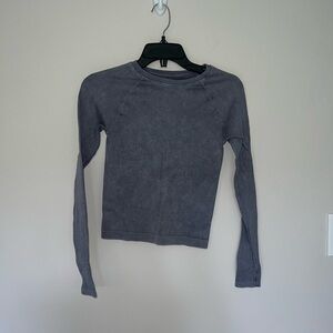 Long sleeve ribbed dark grayish blue top harmony balance XS
